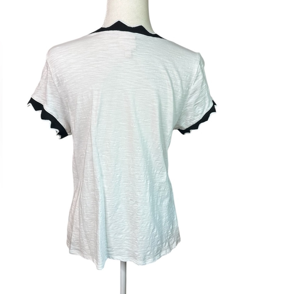 Cinq a Sept White Scallop Trim Women's Top size Large - Picture 4 of 6